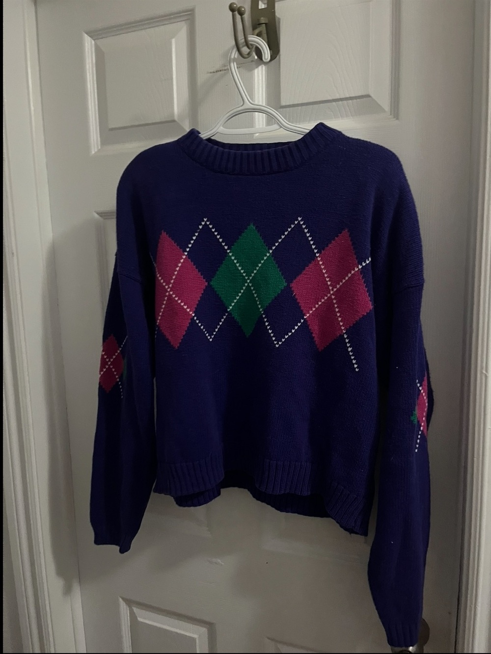 Vintage almost heaven 1970s Argyle Diamond Knit Pullover Crewneck Sweater